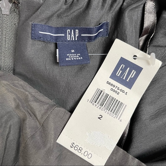 GAP women's NWT silk blend strapless dress slate grey floral applique size 2 - Picture 3 of 15